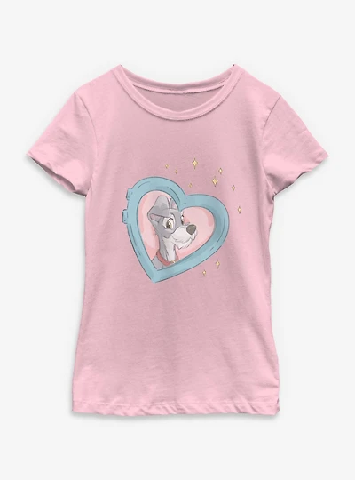Disney Lady and the Tramp Heart Youth Girls T-Shirt