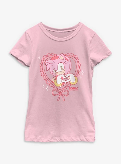 Sonic The Hedgehog Heart Amy Youth Girls T-Shirt