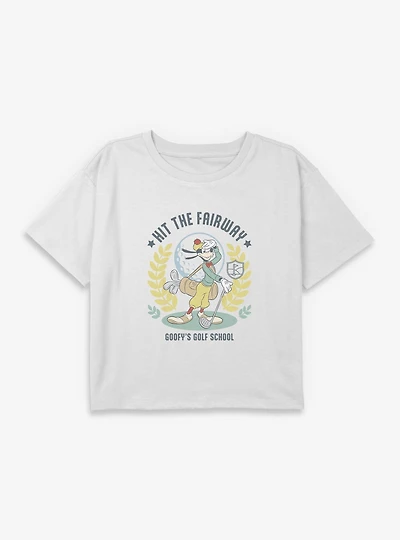 Disney Goofy Golf School Youth Girls Boxy Crop T-Shirt
