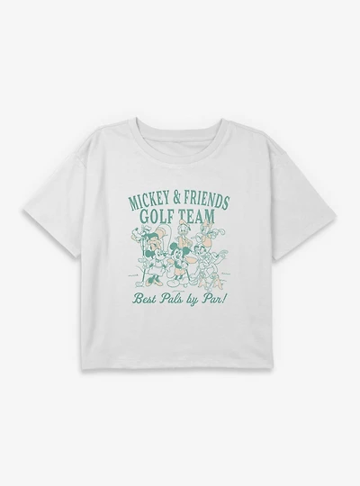 Disney Mickey Mouse & Friends Golfing Pals Youth Girls Boxy Crop T-Shirt