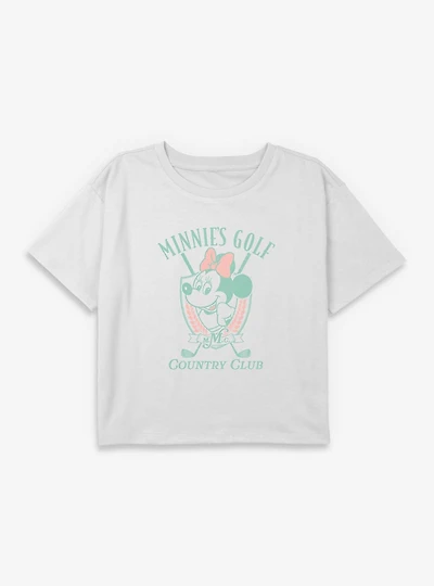 Disney Minnie Mouse Minnie's Golf Club Youth Girls Boxy Crop T-Shirt
