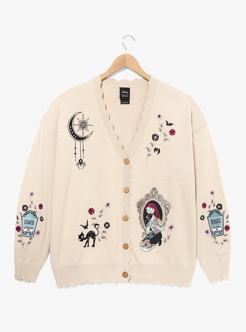 Disney The Nightmare Before Christmas Sally Embroidered Icons Women's Plus Scalloped Cardigan - BoxLunch Exclusive