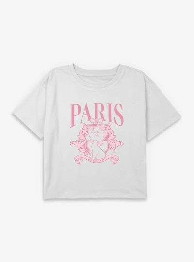 Disney The Aristocats Princess Marie Paris Youth Girls Boxy Crop T-Shirt