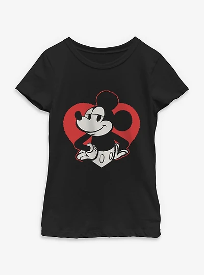 Disney Mickey Mouse Heart Portrait Youth Girls T-Shirt