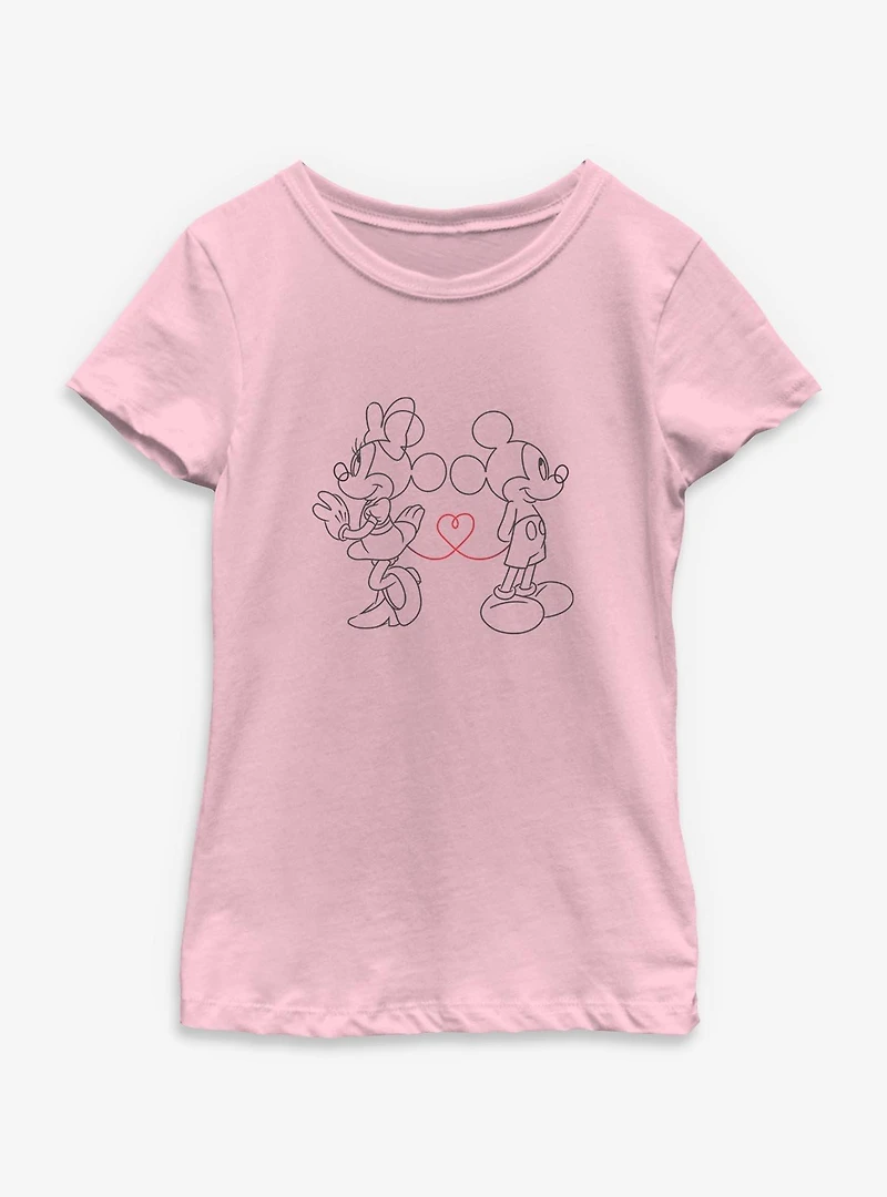 Disney Mickey Mouse Heart Strings With Minnie Youth Girls T-Shirt