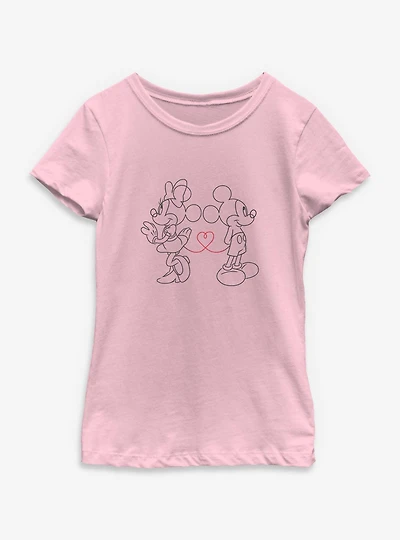Disney Mickey Mouse Heart Strings With Minnie Youth Girls T-Shirt