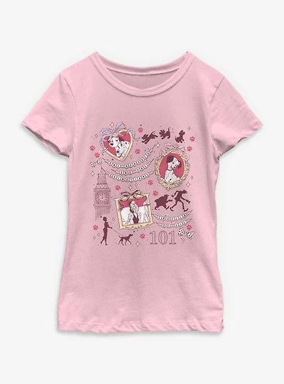 Disney 101 Dalmatians Collage Icons Youth Girls T-Shirt