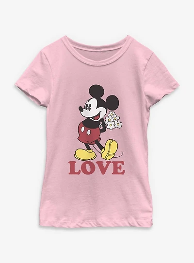 Disney Mickey Mouse Flowers Love Youth Girls T-Shirt