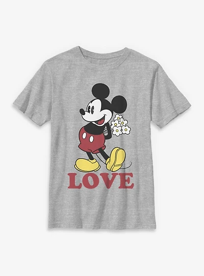 Disney Mickey Mouse Flowers Love Youth T-Shirt