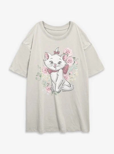 Disney The Aristocats Floral Marie Womens Oversized T-Shirt