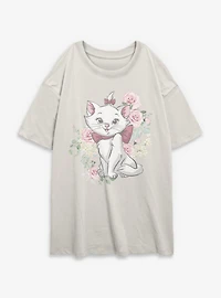 Disney The Aristocats Floral Marie Womens Oversized T-Shirt