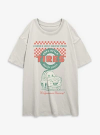 Disney Pixar Cars Casa Della Tires Quality Service Womens Oversized T-Shirt