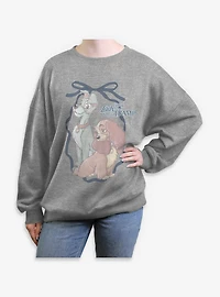 Disney Lady And The Tramp Bow Romance Womens Oversized Sweatshirt