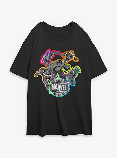 Marvel Energized Heroes Womens Oversized T-Shirt