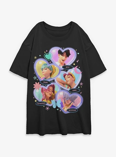 KPop Demon Hunters Saja Boys Heart Pose Womens Oversized T-Shirt