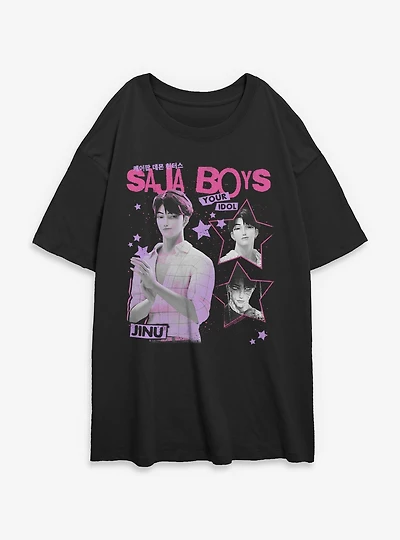 KPop Demon Hunters Saja Boys Jinu Your Idol Womens Oversized T-Shirt