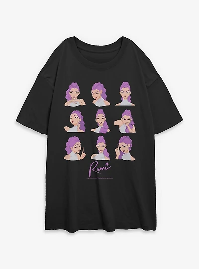 KPop Demon Hunters Huntrix Rumi Expressions Womens Oversized T-Shirt