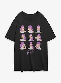 KPop Demon Hunters Huntrix Rumi Expressions Womens Oversized T-Shirt