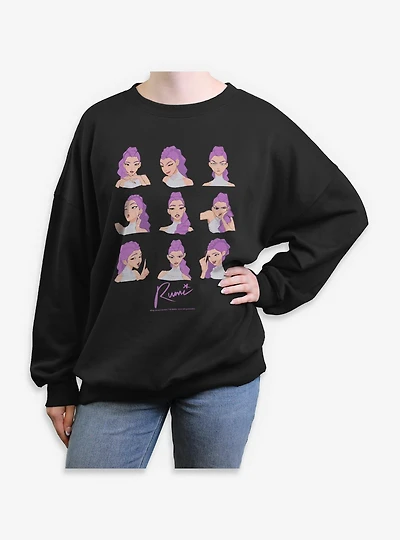 KPop Demon Hunters Huntrix Rumi Expressions Womens Oversized Sweatshirt