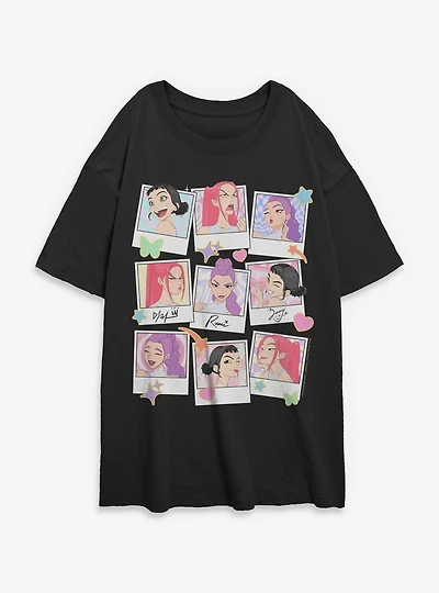KPop Demon Hunters Huntrix Polaroid Photos Womens Oversized T-Shirt