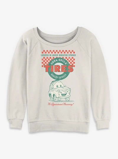 Disney Pixar Cars Casa Della Tires Quality Service Womens Slouchy Sweatshirt