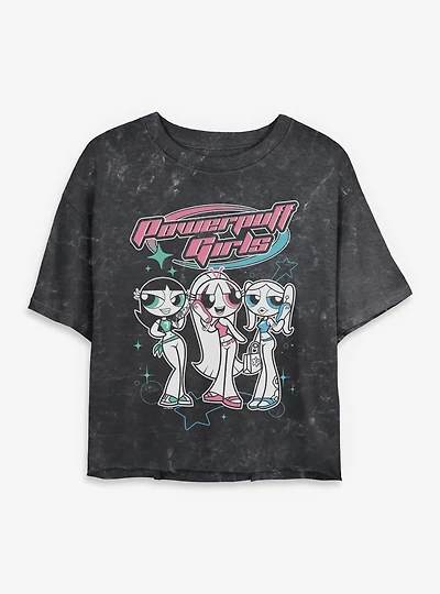 The Powerpuff Girls Teenage Mineral Wash Womens Crop T-Shirt