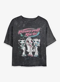 The Powerpuff Girls Teenage Mineral Wash Womens Crop T-Shirt