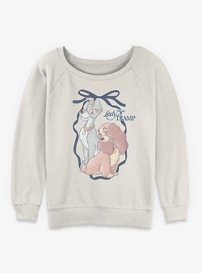 Disney Lady And The Tramp Bow Romance Womens Slouchy Sweatshirt