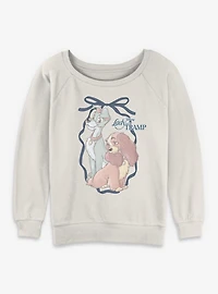 Disney Lady And The Tramp Bow Romance Womens Slouchy Sweatshirt