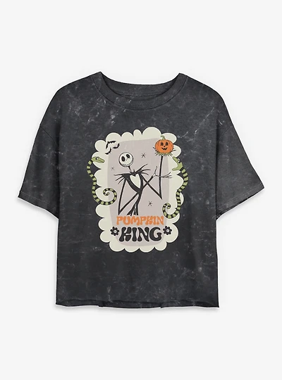 Disney The Nightmare Before Christmas Pumpkin King Frame Mineral Wash Womens Crop T-Shirt