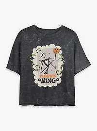 Disney The Nightmare Before Christmas Pumpkin King Frame Mineral Wash Womens Crop T-Shirt