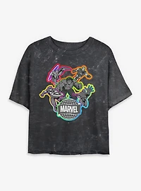 Marvel Energized Heroes Mineral Wash Womens Crop T-Shirt