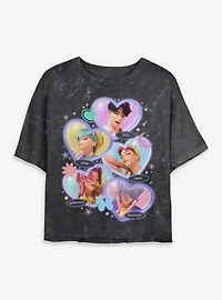 KPop Demon Hunters Saja Boys Heart Pose Mineral Wash Womens Crop T-Shirt
