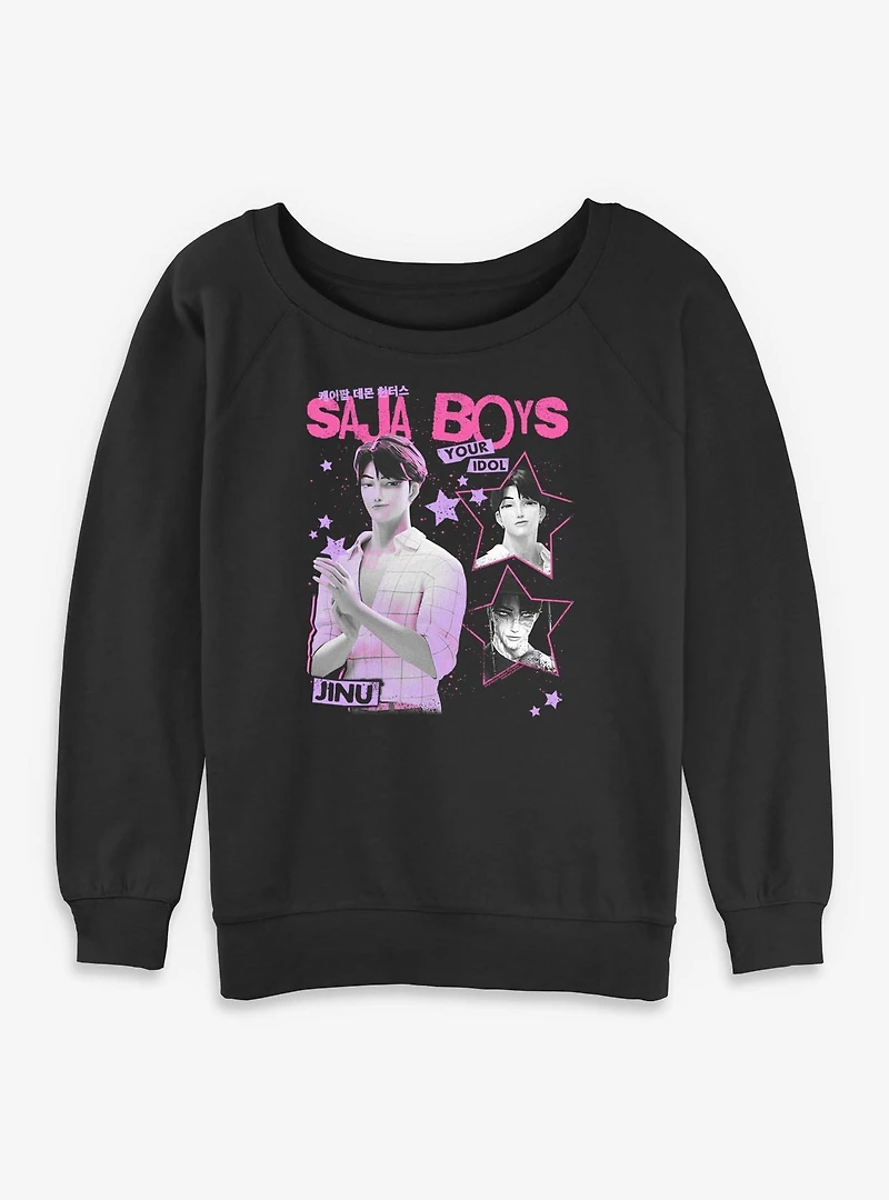 KPop Demon Hunters Saja Boys Jinu Your Idol Womens Slouchy Sweatshirt