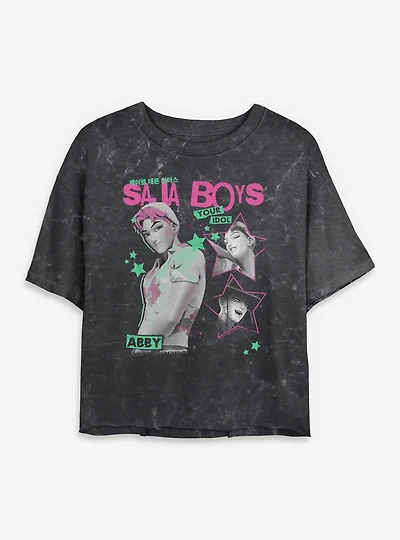 KPop Demon Hunters Saja Boys Abby Your Idol Mineral Wash Womens Crop T-Shirt