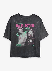KPop Demon Hunters Saja Boys Abby Your Idol Mineral Wash Womens Crop T-Shirt
