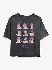KPop Demon Hunters Huntrix Rumi Expressions Mineral Wash Womens Crop T-Shirt