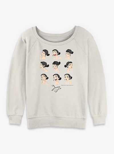 KPop Demon Hunters Huntrix Zoey Expressions Womens Slouchy Sweatshirt