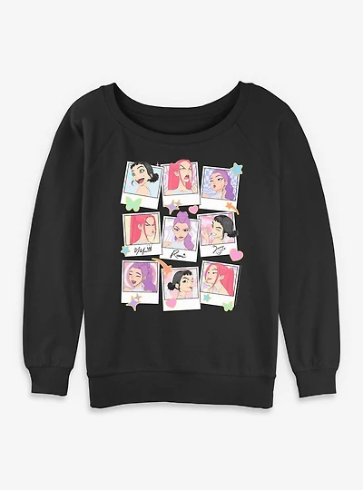 KPop Demon Hunters HUNTR/X Polaroid Photos Womens Slouchy Sweatshirt
