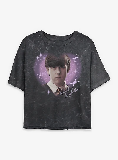 Harry Potter Neville Longbottom Heart  Mineral Wash Womens Crop T-Shirt