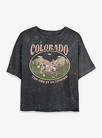 Disney Mickey Mouse The Great Outdoors Mineral Wash Womens Crop T-Shirt