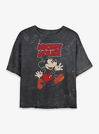 Disney Mickey Mouse Classic Mineral Wash Womens Crop T-Shirt