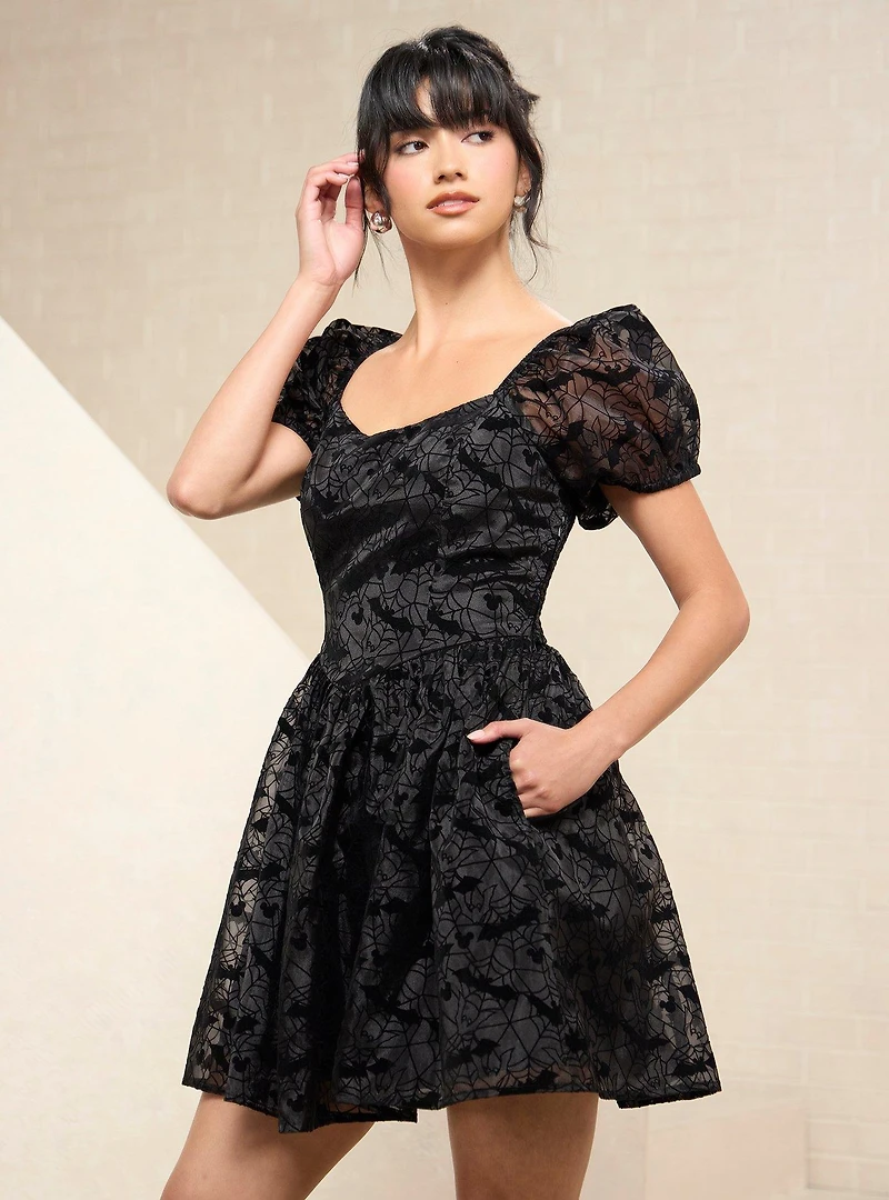 Disney Mickey Mouse Spiderweb Puff Sleeve Dress - BoxLunch Exclusive