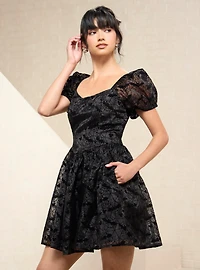 Disney Mickey Mouse Spiderweb Puff Sleeve Dress - BoxLunch Exclusive