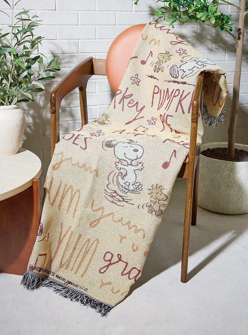 Peanuts Snoopy & Woodstock Fall Foods Allover Print Tapestry Throw - BoxLunch Exclusive