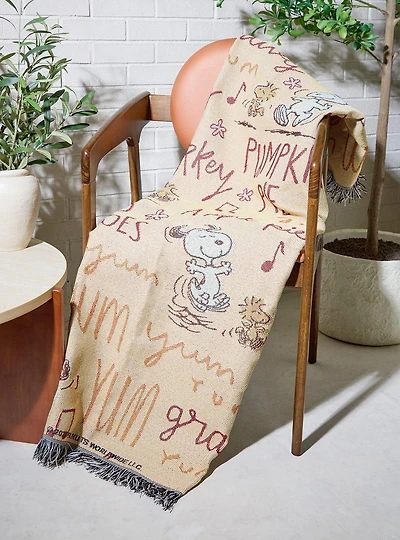 Peanuts Snoopy & Woodstock Fall Foods Allover Print Tapestry Throw - BoxLunch Exclusive
