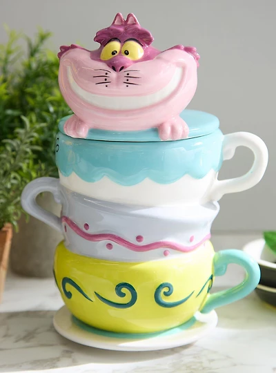 Disney Alice in Wonderland Cheshire Cat Teacup Stack Cookie Jar
