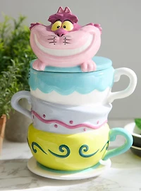 Disney Alice in Wonderland Cheshire Cat Teacup Stack Cookie Jar