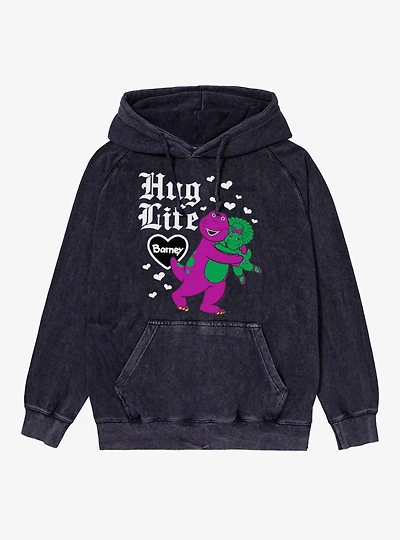 Barney Hug Life And Hearts Mineral Wash Hoodie