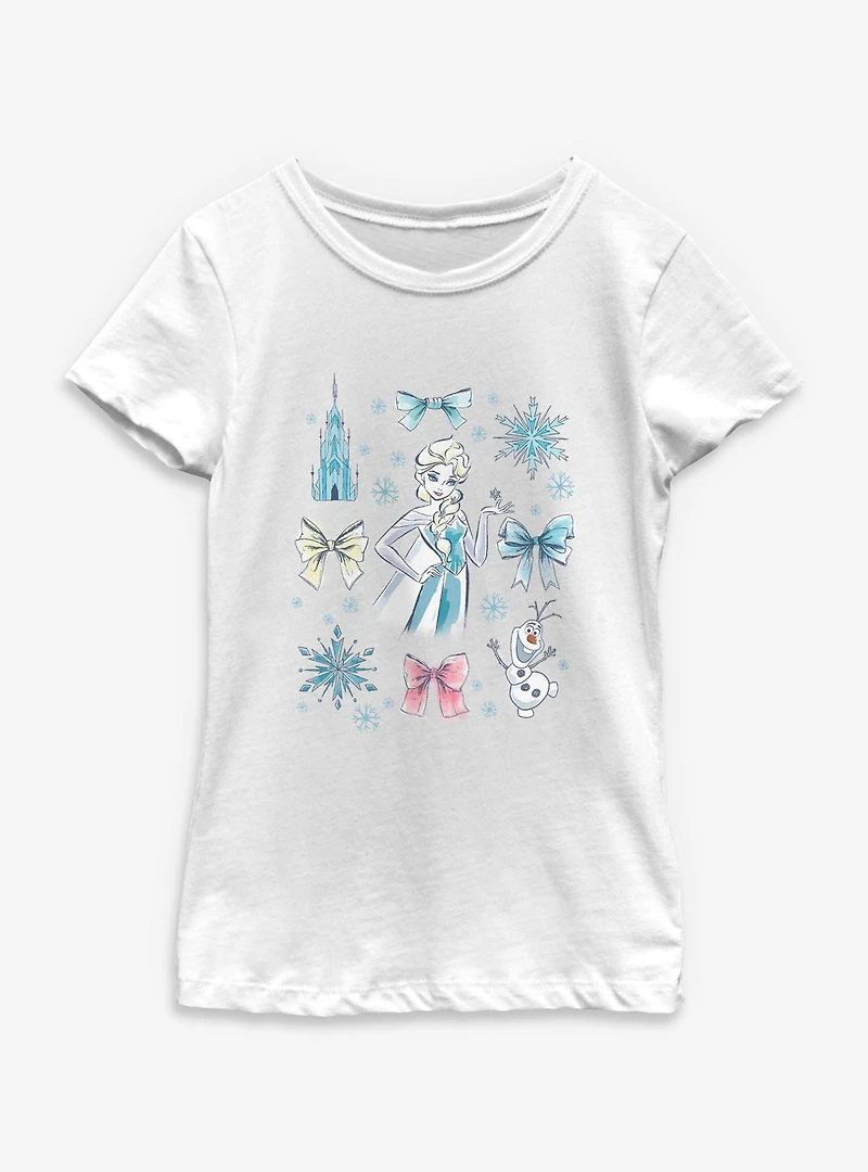 Disney Frozen Elsa Bow Youth Girls T-Shirt
